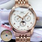 High Quality Replica IWC Portuguese Rose Gold Steel Strap Different Colors Face Dial Rose Gold Stainless Steel Case Watch 42×12mm